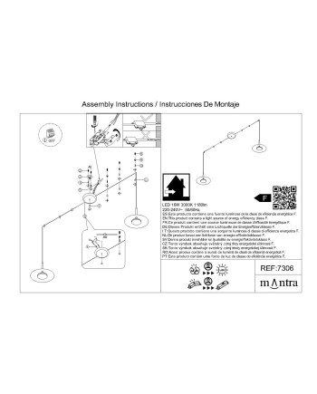 ORION * COLGANTE LED NEGRO/CUERO  2L*8W 3000K